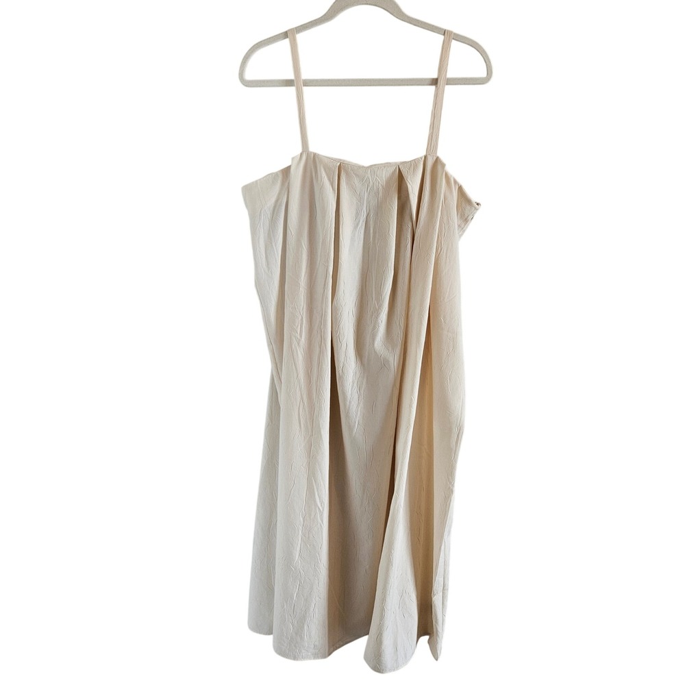 HM Cream Pleated Cami Midi Dress Spaghetti Strap Beige New Large 1196874 7